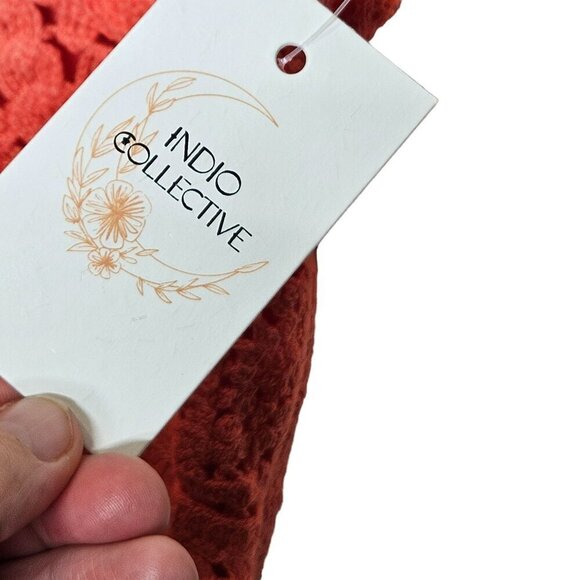 Indio‎ Collective Coral Crochet Long Pants Jumpsuit Sleeveless Pull On Gauzy XL - Picture 4 of 13